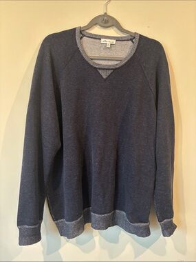 Peter Millar Navy and Heather Crewneck Cotton/Merino Blend Sweater